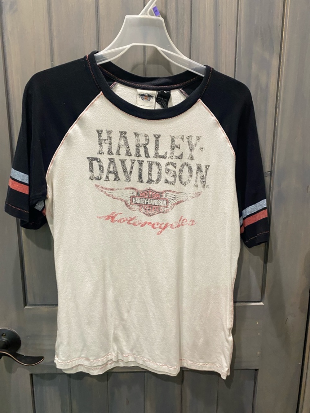Harley-Davidson White and Black Raglan Logo Tee